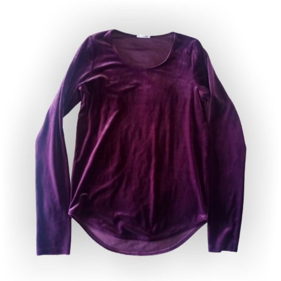 Wilfred Free plum-coloured velvet long-sleeve top